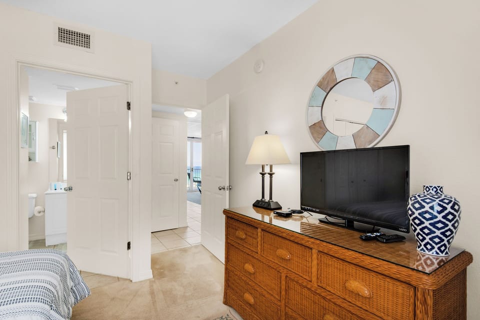 Guest bedroom with flat screen TV