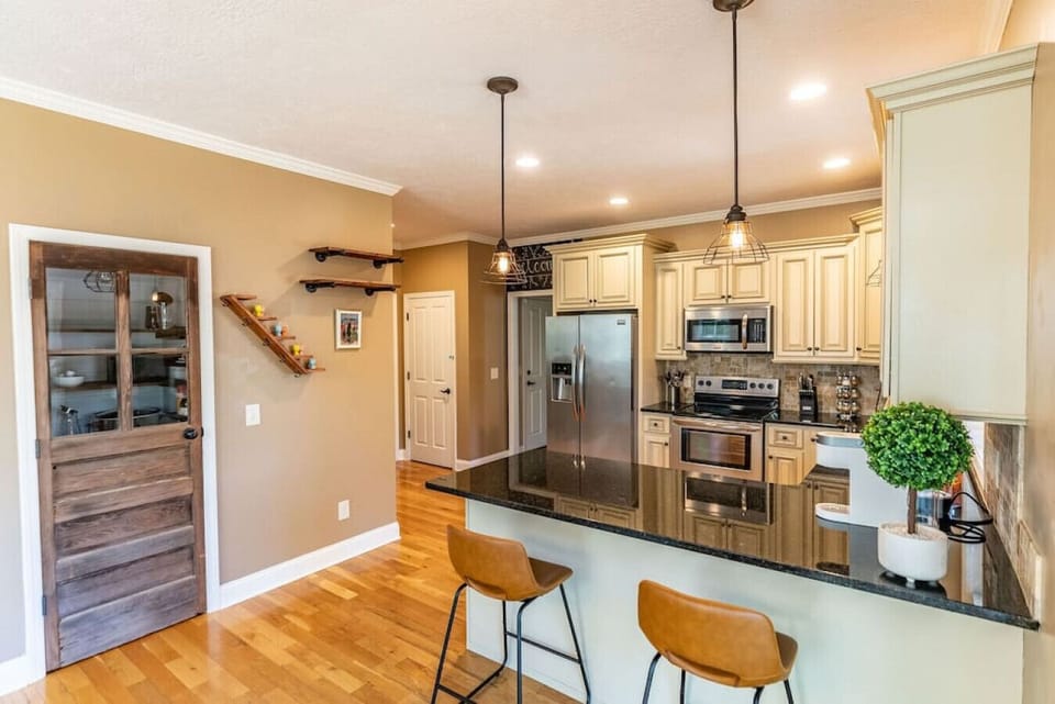 Open and spacious kitchen with a large pantry