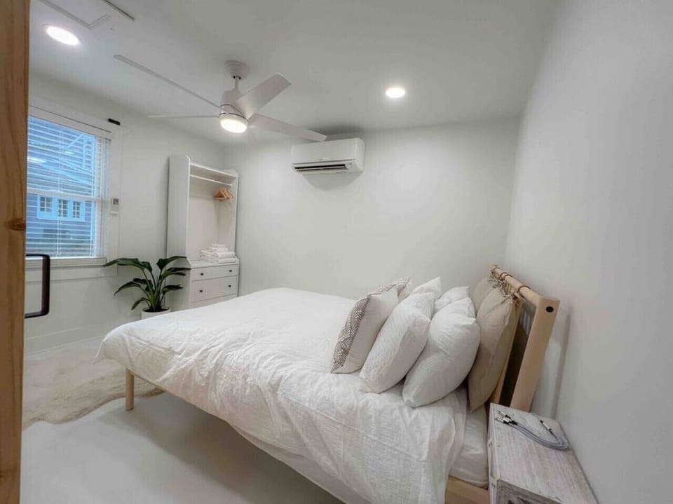 Bedroom with mini-split and ceiling fan mean no hot nights