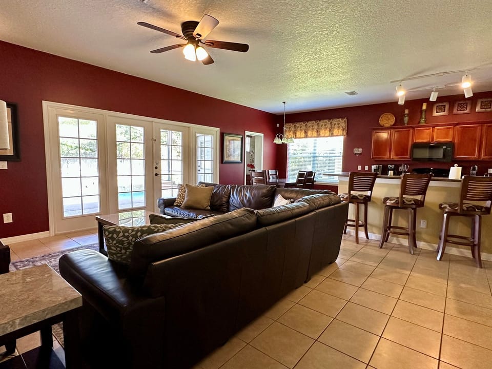 Living Area with access through french doors to the pool