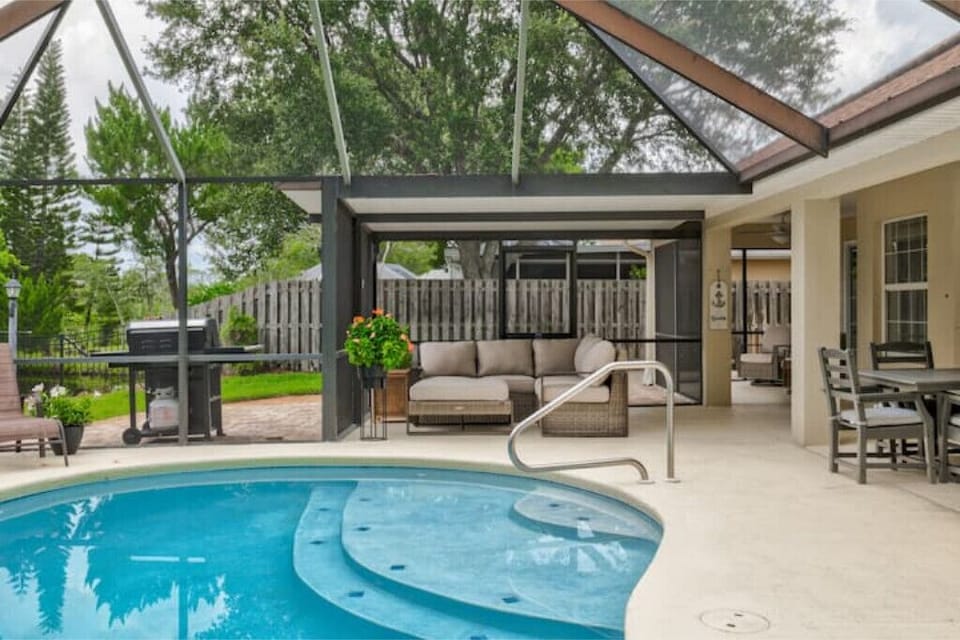 View of Heated Pool and seating