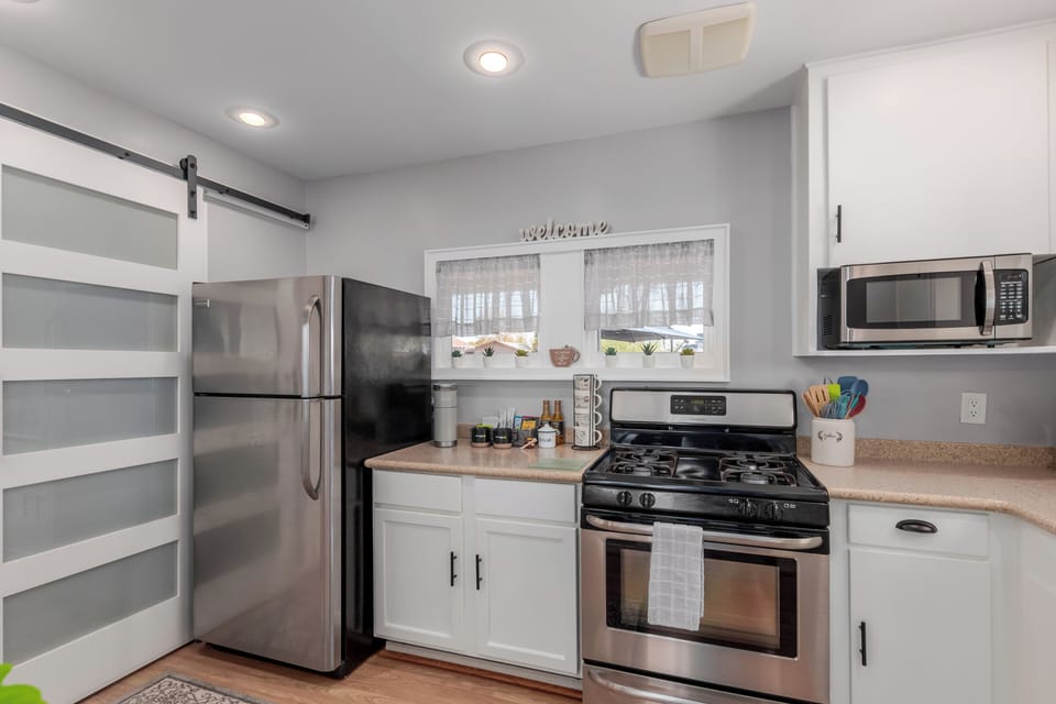 Our open kitchen seamlessly connects to the dining room.