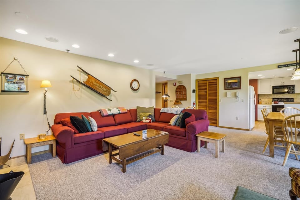 Comfortable seating and an open layout make it easy for the whole group to spread out and unwind together