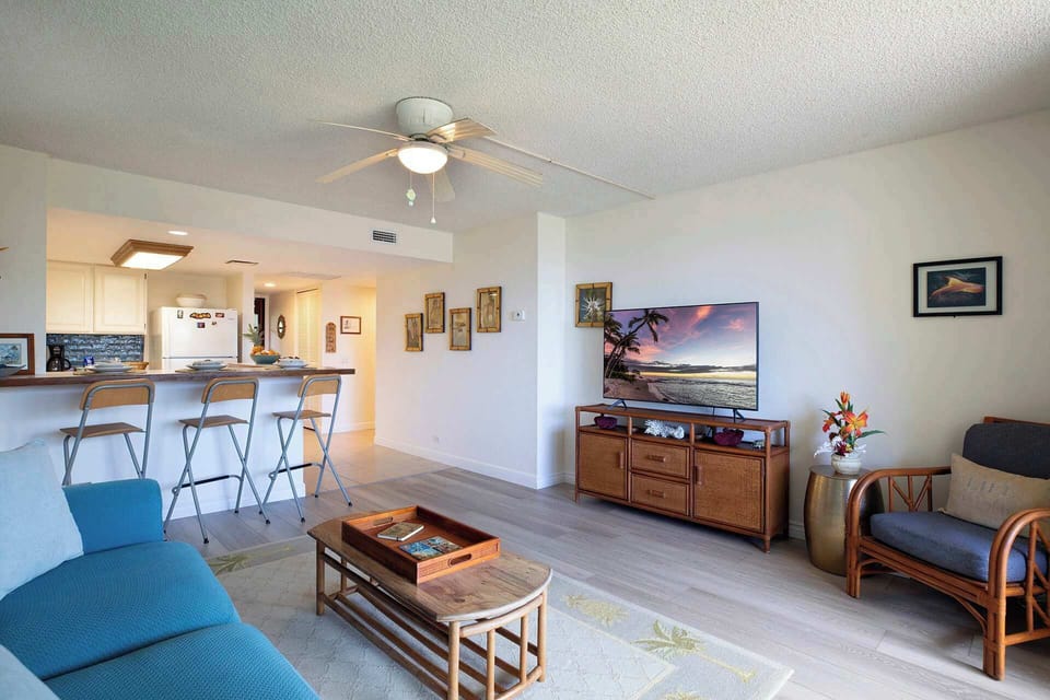 Condo, Multiple Beds, Balcony, Partial Ocean View (Plumeria Hale) | Living area | 42-inch flat-screen TV with digital channels