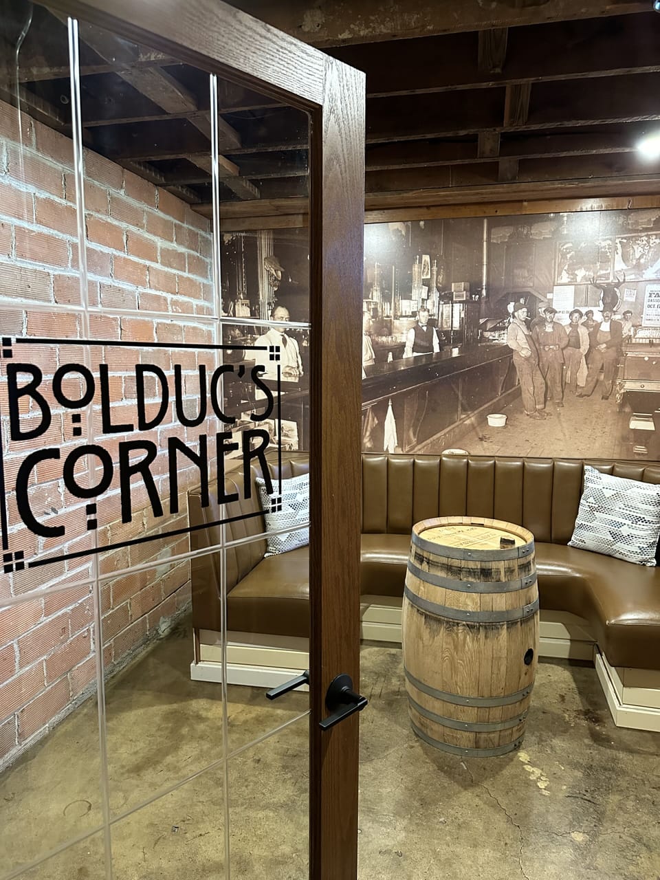 Located in the lower level of the home. Enjoy the history while relaxing.