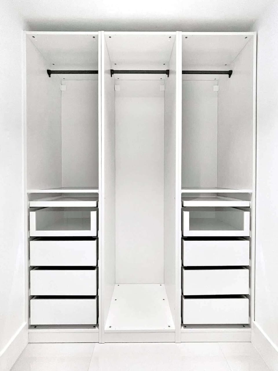 Spacious Custom Walk-in Closet w/ soft-close drawers, hangers and jewelry trays