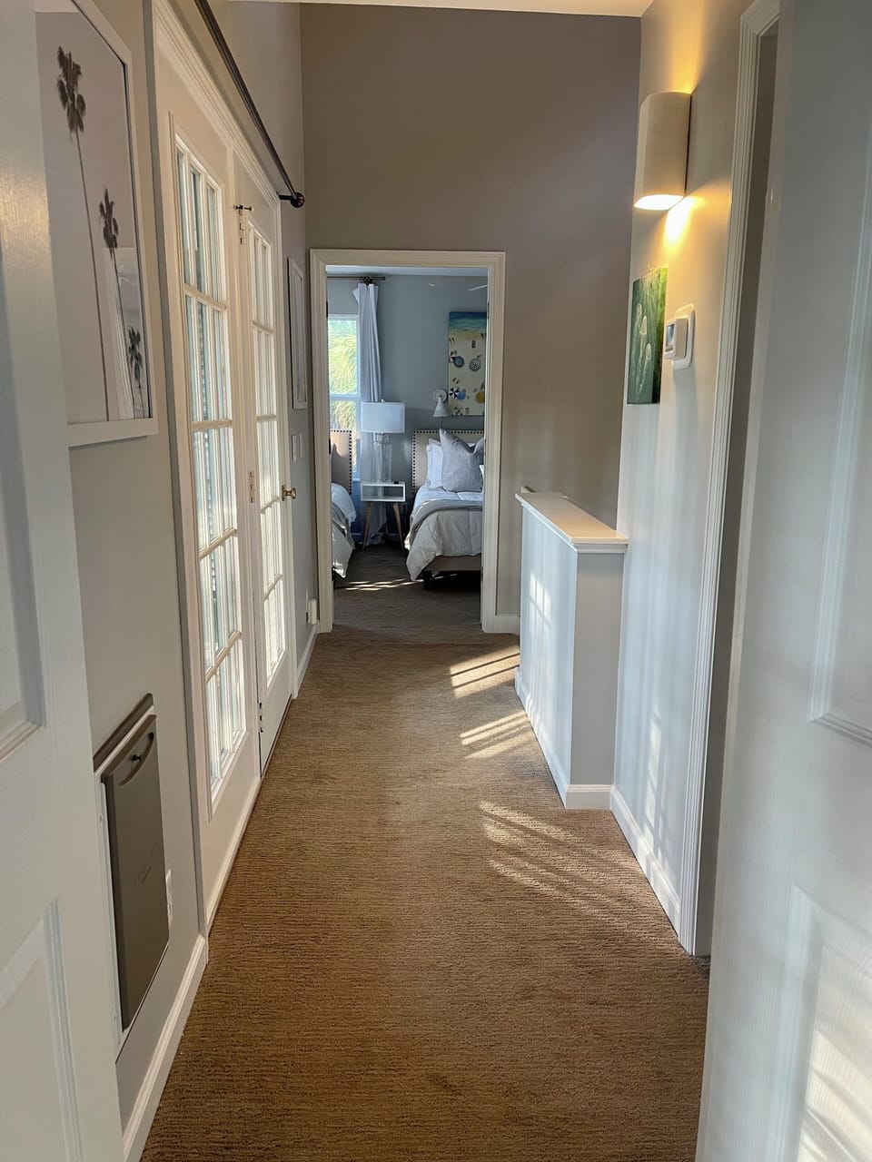 upstairs hallway between the two bedrooms.