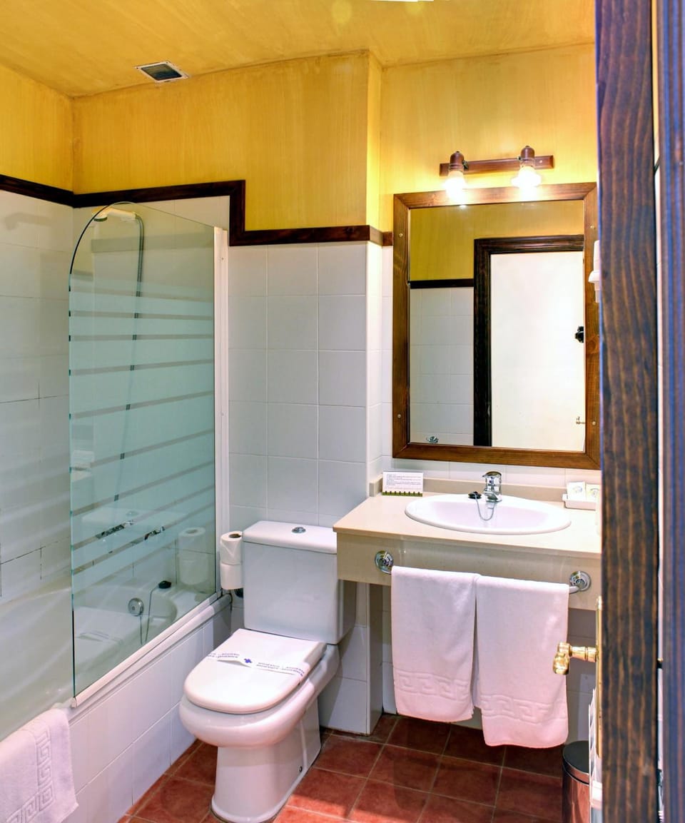 Shower, free toiletries, hair dryer, bidet
