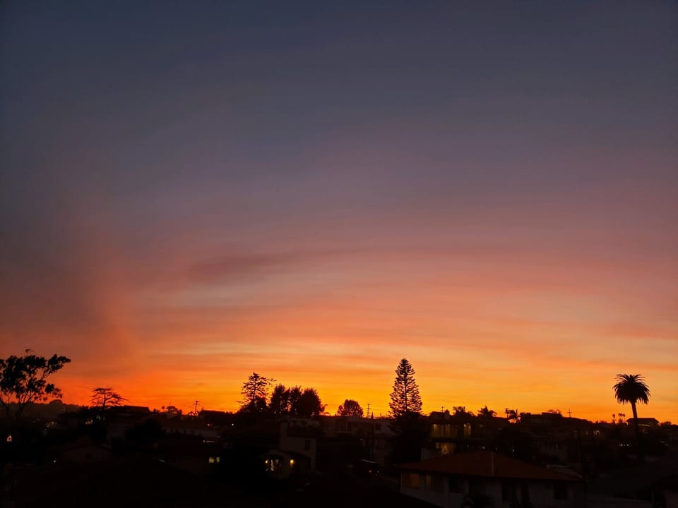 Sunset on our hillside.