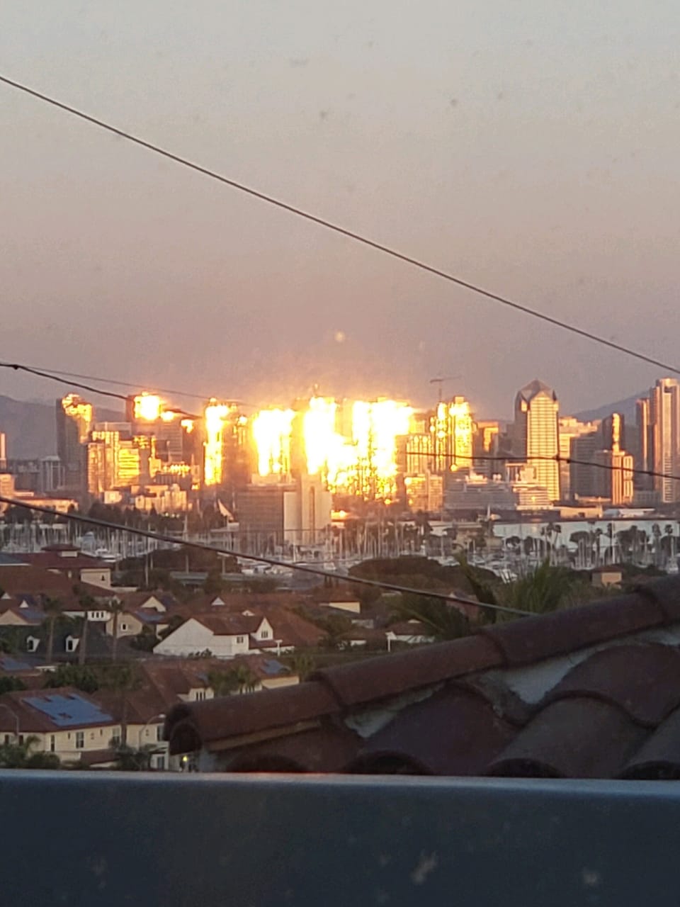 Sun setting on the city view from our home.