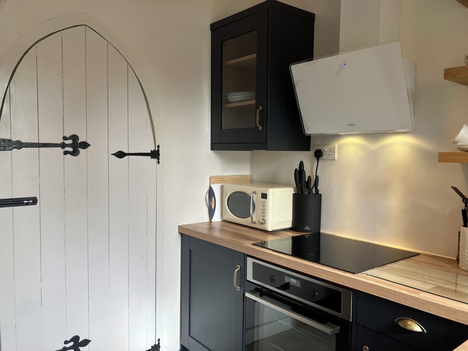Microwave and fridge/freezer. 