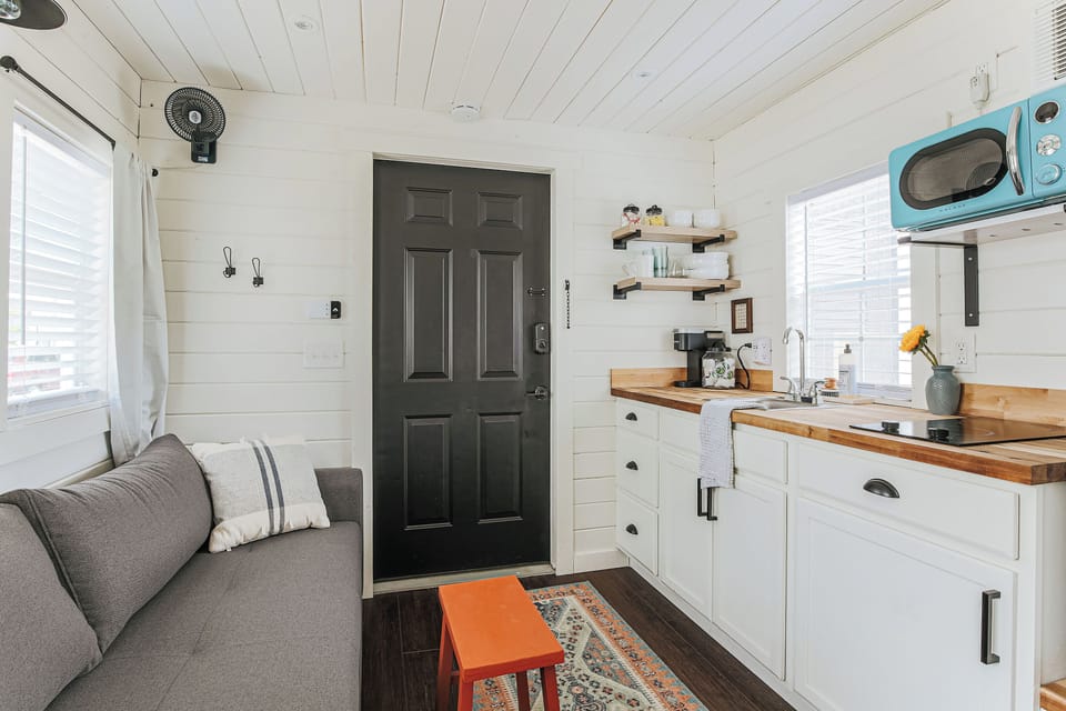 This 160 square foot tiny home has everything you need for a getaway