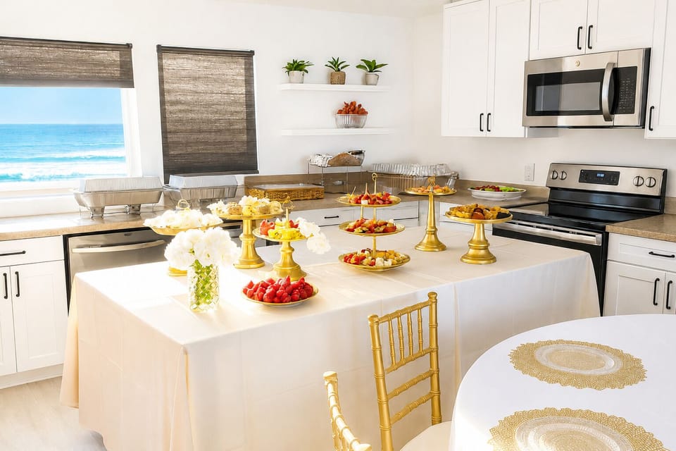 Oceanview catering kitchen, perfect for gatherings and special events. 🌊🍽️✨