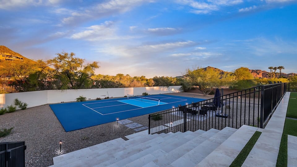 Challenge friends to pickleball with mountain views as your backdrop