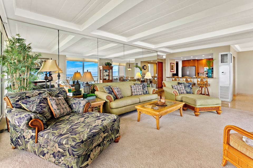 Spacious living area featuring a comfortable pull-out sofa sleeper