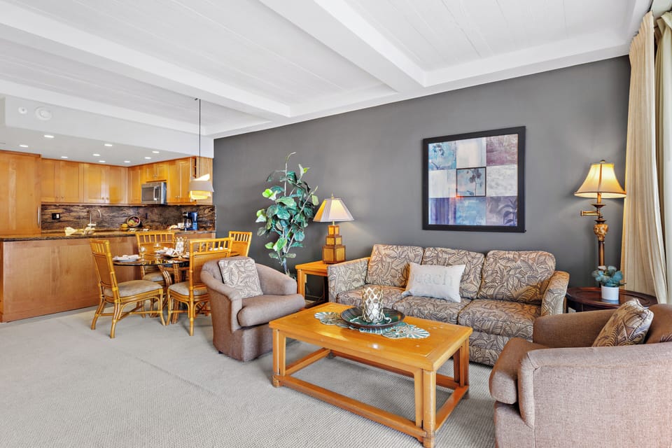 Spacious living area featuring a comfortable pull-out sofa sleeper