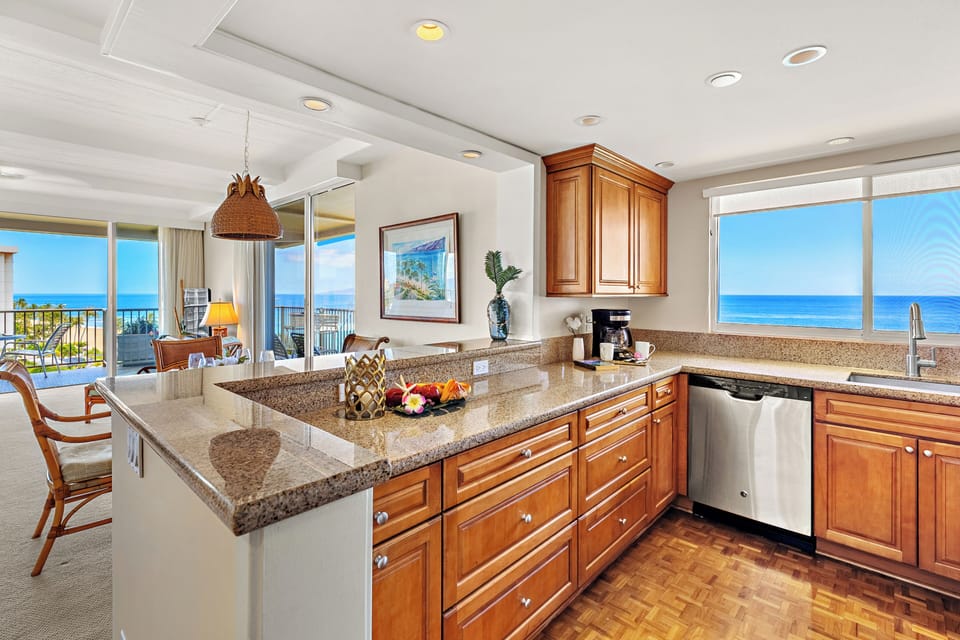 Everything you need, right at your fingertips. A fully equipped kitchen stocked with all the essentials. Perfect for cooking your favorite meals in paradise.