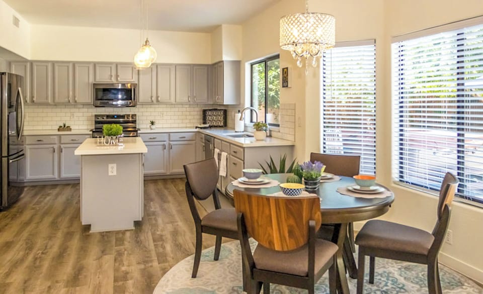 Modern open concept design with casual dining