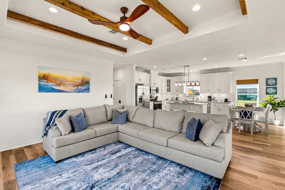 Sectional contains a queen bed sleeper!