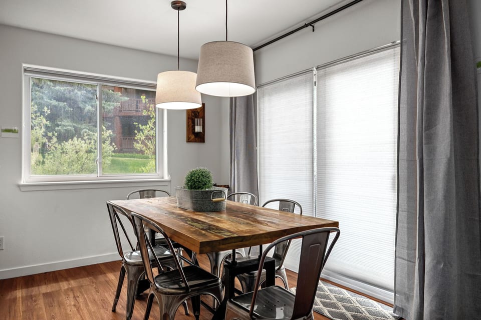 Sliding doors lead to private deck