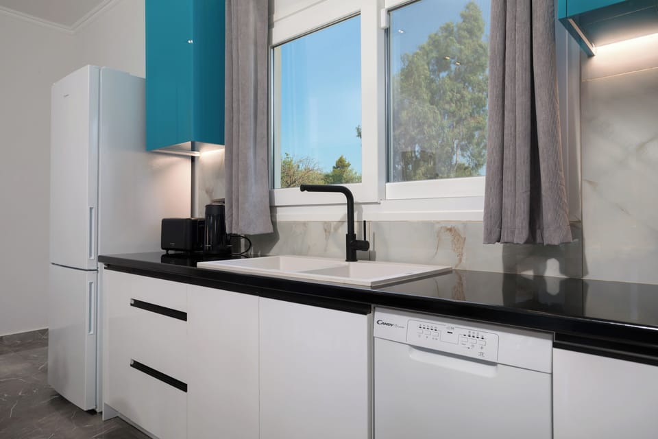 Full-size fridge, microwave, oven, stovetop