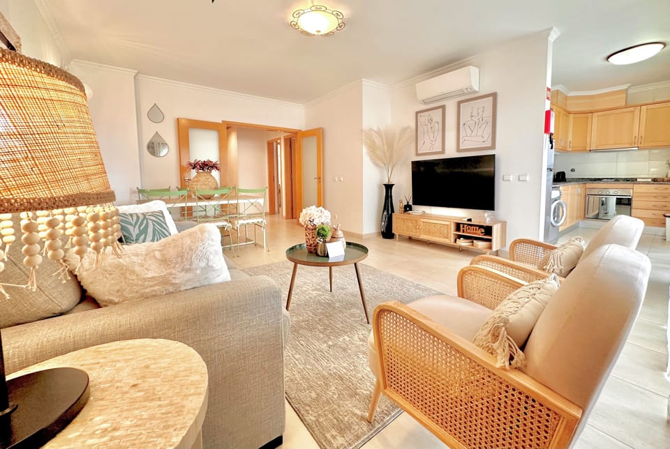 Bright, open-plan living space with full comfort