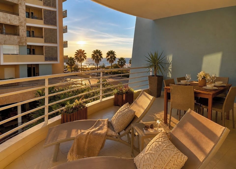 Golden hour on your private terrace with sea views