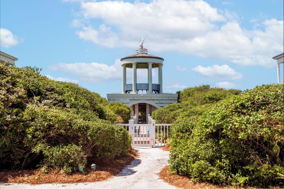 The Pensacola walkover pavilion is immediately west of this Honeymoon cottage!