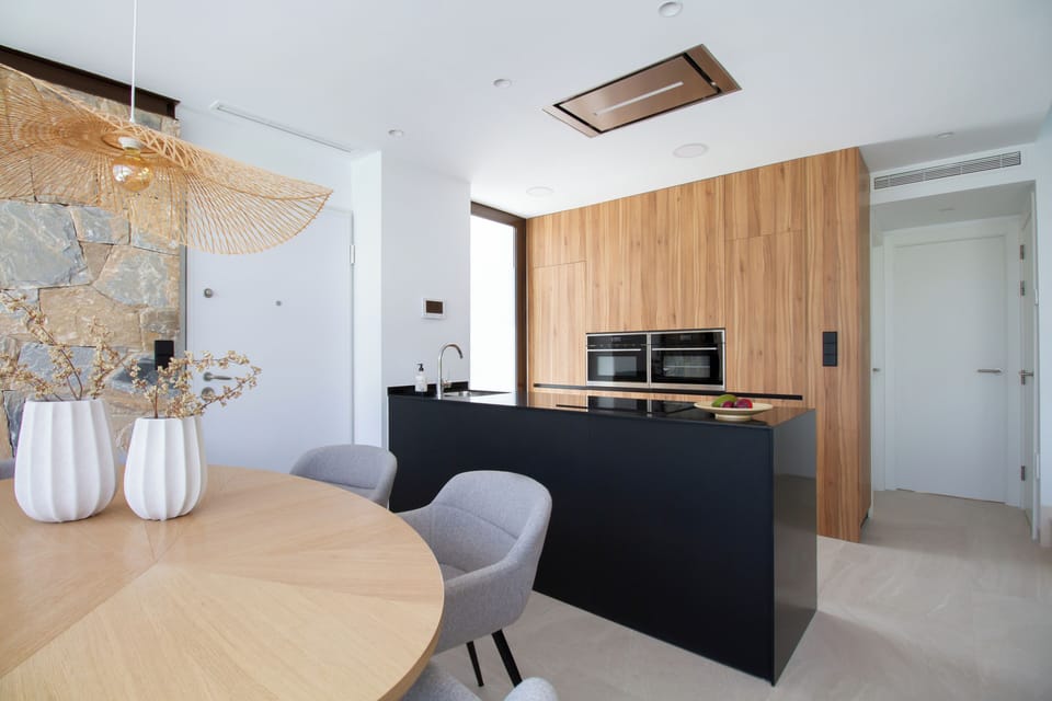 Dining area with open kitchen