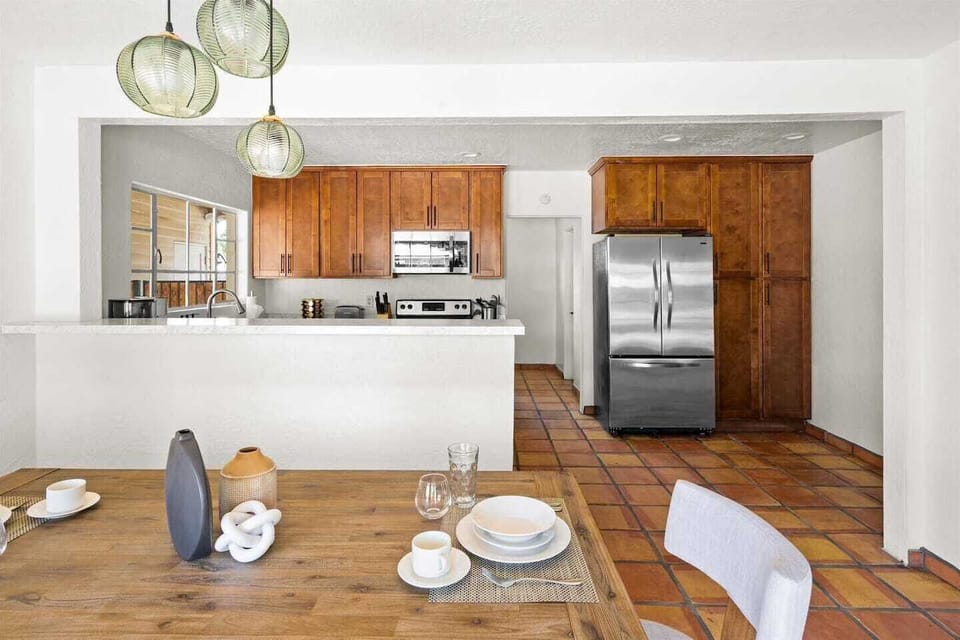 Message us and ask about stocking the fridge before your arrival!

You'll see a very wide, step-free opening from the dining room to kitchen. We do our best to accommodate all of our guests! Ask us for a list of our accessible features.