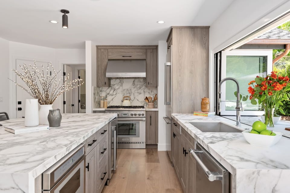 Kitchen with stainless steel appliances