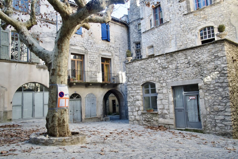 Exterior in quiet square in the centre of the village close to cafés, bars and galleries.