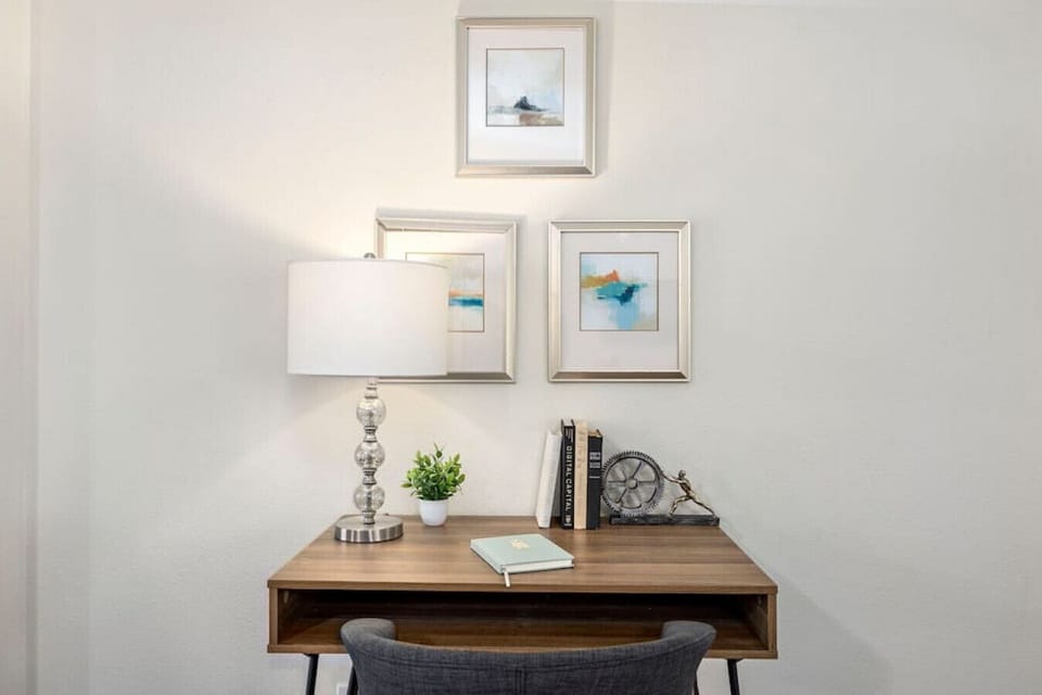 Dedicated workspace near the entry—ideal for remote work or studying