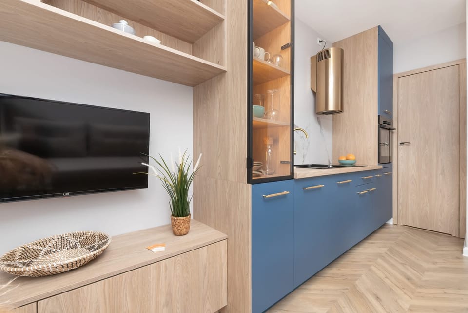 The living area offers a perfect blend of comfort and modern style. 