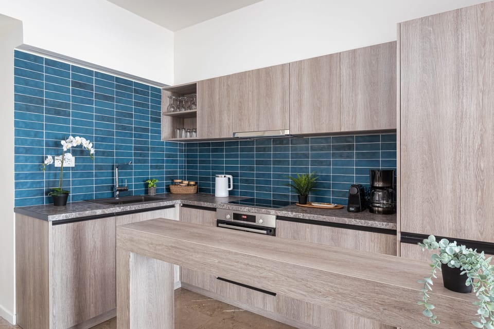 City Apartment | Private kitchen | Fridge, microwave, oven, stovetop