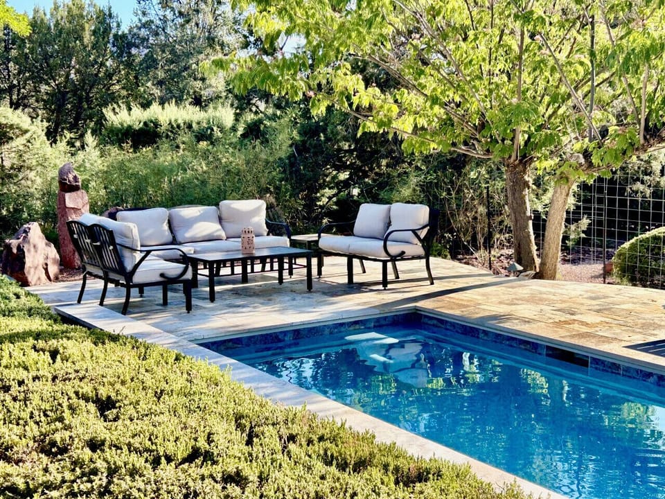 Salt water lap pool in the gardens