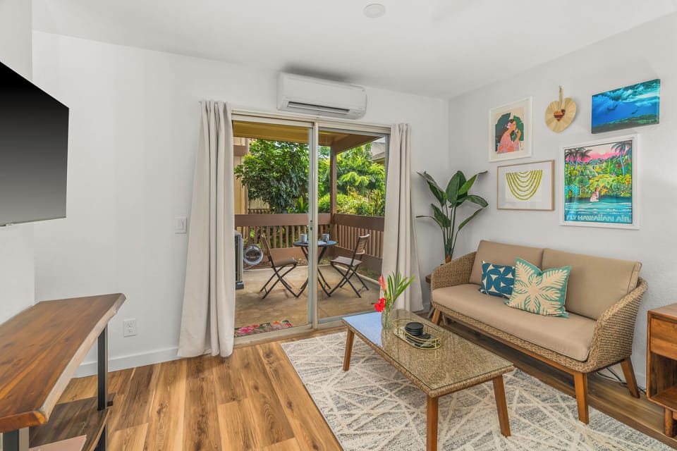 Relax in a fully air conditioned space and stay entertained with a 43" smart TV.