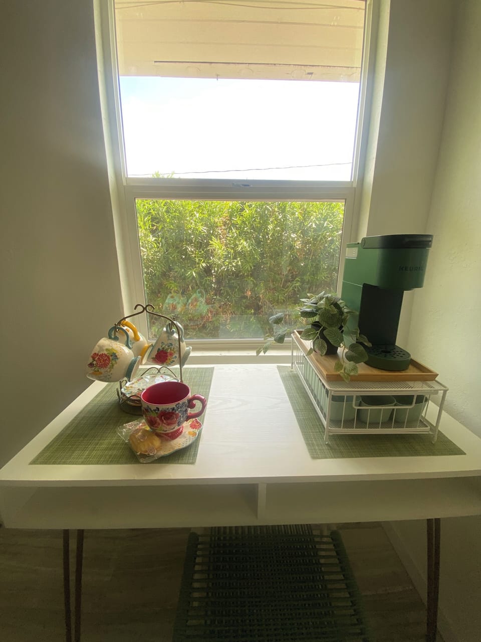 Coffee Bar/Work Station 
*Free wifi 
Water/coffee/creamer/sugar/Madeline Sweets