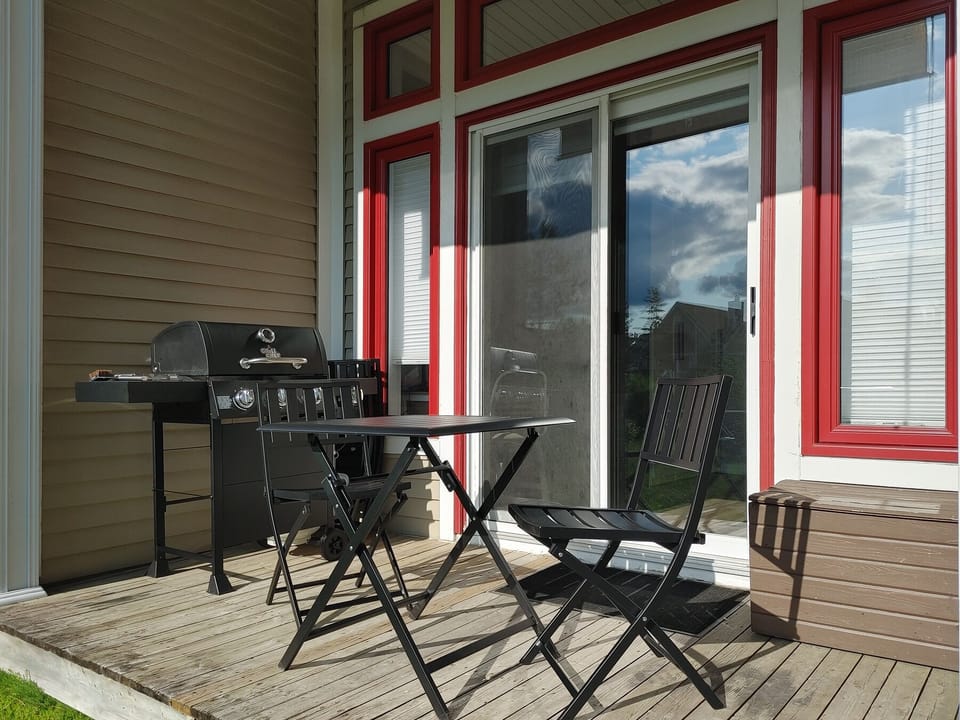 Terrasse with table, chairs and BBQ
