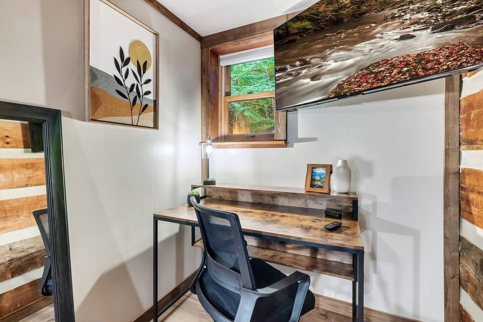The desk includes a lamp and power source. We do not offer ethernet connection.