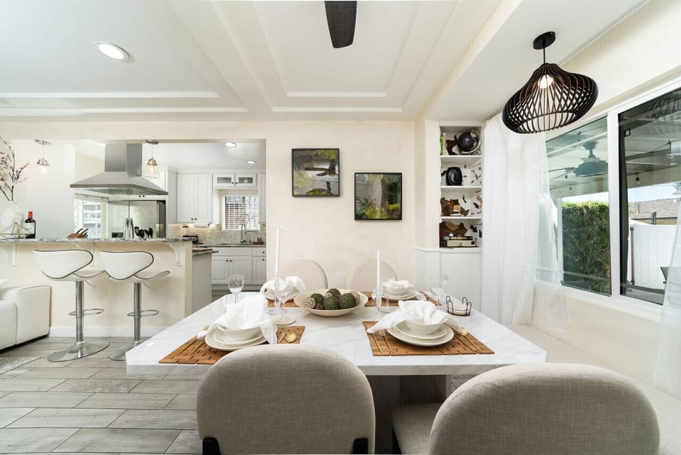 Delicious dinners happen right here with a view in the nook over looking the backyard patio