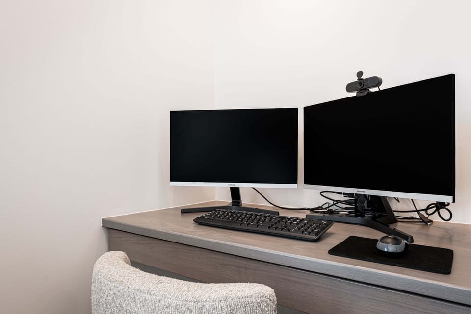 Desk perfectly equipped for remote work