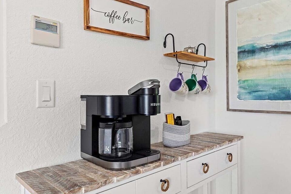 Keurig for morning coffee.