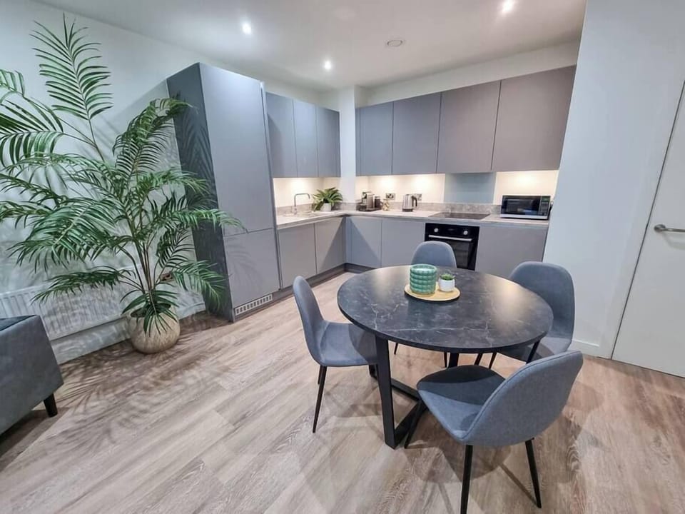 Fully equipped kitchen with brand new pots, pans, toaster, microwave, dishwasher and a Nespresso coffee machine for the coffee lovers