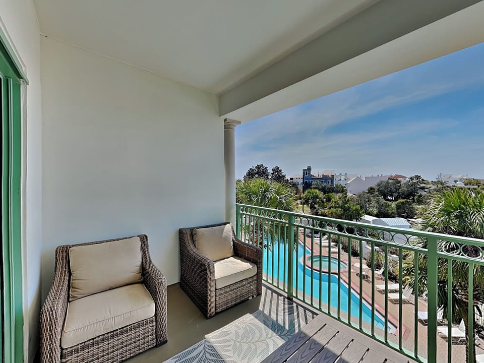 Furnished Balcony - Tropical Pool Views