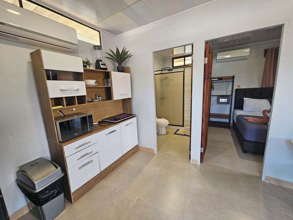 Full-size fridge, microwave, oven, stovetop