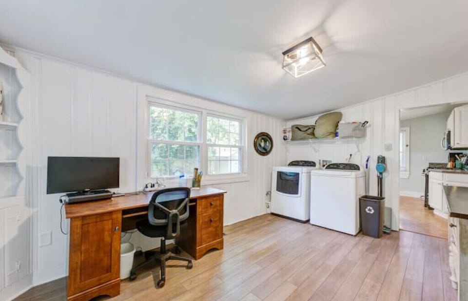 Designated work area and washer/dryer available for your use