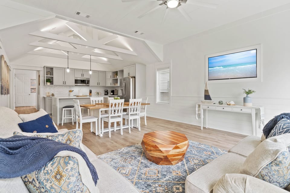 Open concept living and dining area