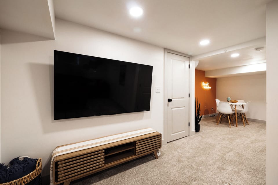 Large TV in the media room 