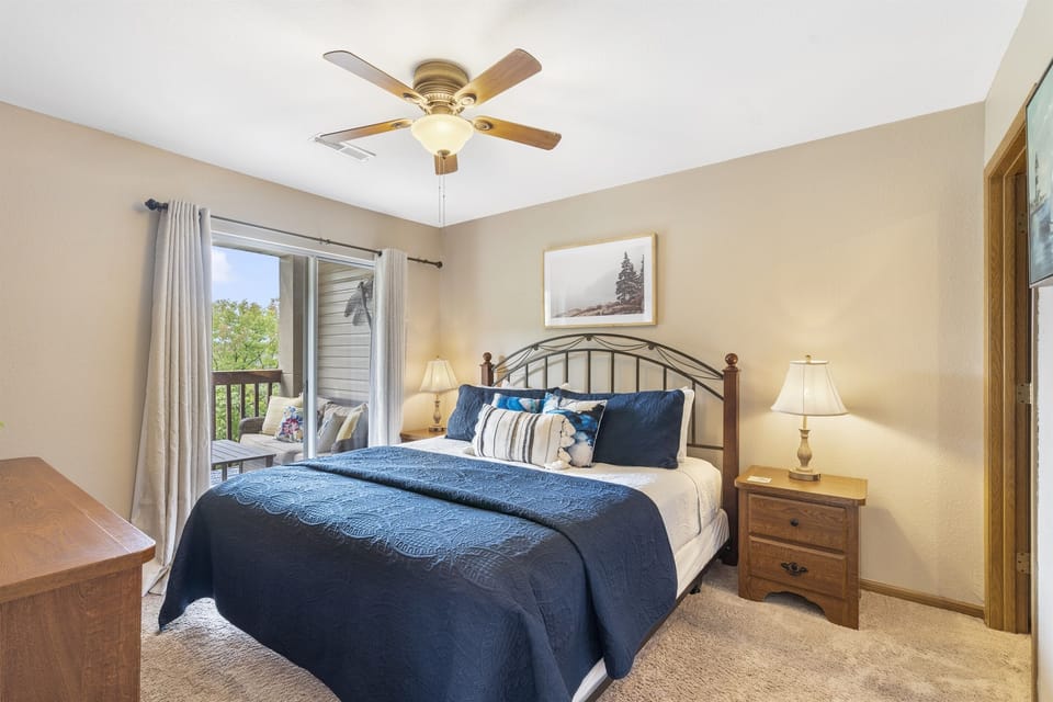 Sliding door from the master bedroom leads to the private deck.